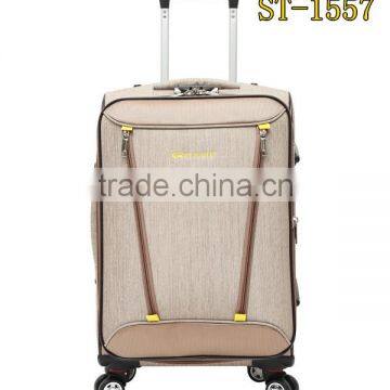 Khaki 1200D fabric trolley case with spiral wheels push button trolley