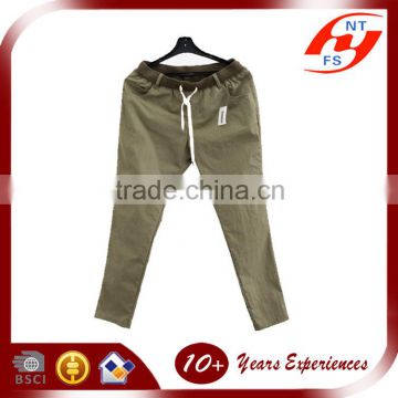 High quality OEM lady casual cotton olive trousers woman body fit pencil pants
