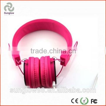 Red ABS Portable Stereo Headphones / 3.5 mm Plug Corded Headsets