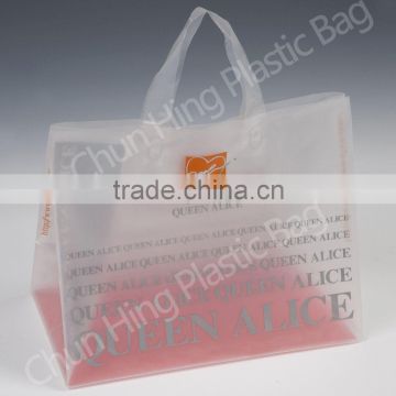 custom printed frosted shopping bags with soft loop handle