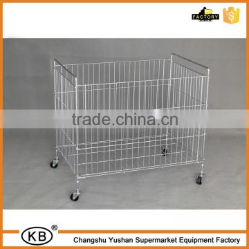 Factory steel wire storage plating metal cage with wheels