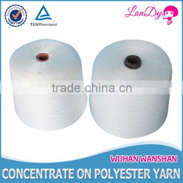 402 100% Optical white spun polyester textile yarn in plastic cone