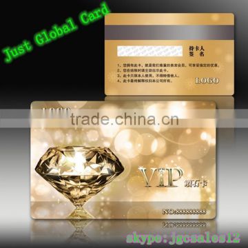 gold shining pvc card Loco magnetic stripe rfid tag key card