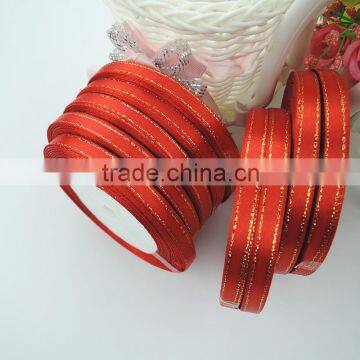 Wholesale Cheap Golden Metallic Edges Single Satin Ribbon