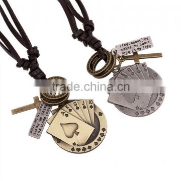 high quality Custom Wholesale New Trendy Implicit sterling silver leather Necklace