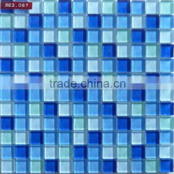 blue glass mosaic swimming pool tile