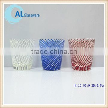 red colored glass tumblers, slanted glass tumbler