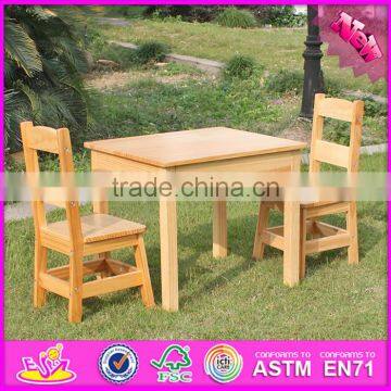 2016 new design natural solid wooden children table and chairs W08G172