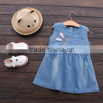 Wholesale summer short sleeve cotton donim baby girl dress frocks