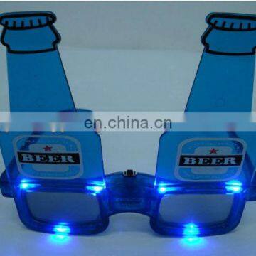 Beer bottle shape Blue LED party Glasses
