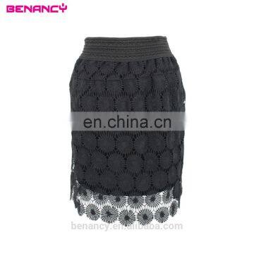 Guangdong OEM Wholesale Elegant Ladies Short Black Lace Skirt