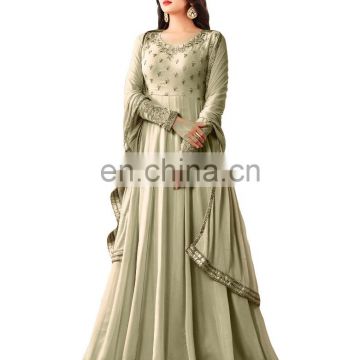 Ladies Georgette Anarkali Suit With Zari Embroidery For Party Wear 2017