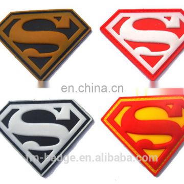 Personalized custom cheap superman pvc patch China factory/cheap high quality rubber patch logo with pvc patch/Embroidered Patch