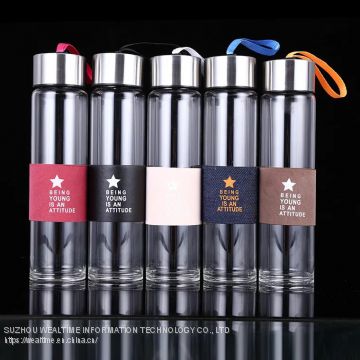 Wholesale custom glass water bottle with sleeve