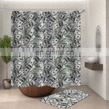 i@home fabric dollar bill luxury bathroom custom print shower curtains polyester and bath mat set