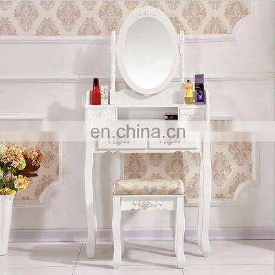 Vanity White golden black 4 drawers dressing table with mirror