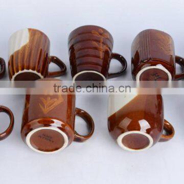 stoneware coffee mug with embossment decalceramic thermo coffee mug sold well in africa