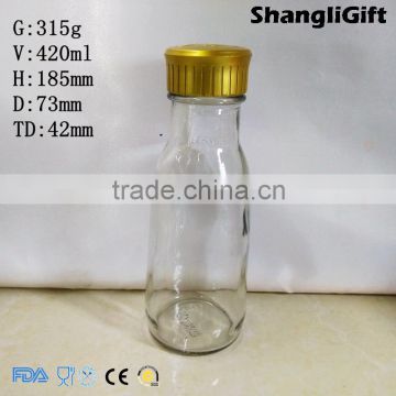 CE/FDA Test 420ml Juice Bottle Cylinder Glass Bottles With Special Cap