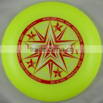 Plastic frisbee with grow in the dark