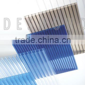polycarbonate hollow sheet high quality green & clear colored /pc hollow sheet /pc sun sheet