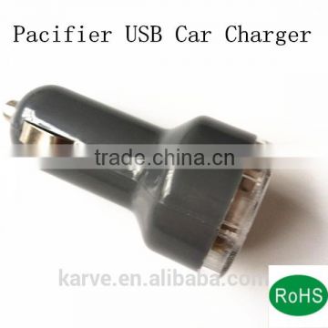 high quality pacifier usb car charger with led LED display 5V 2.1A