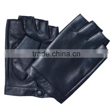 Mens Sports Racing Bicycle Sheepskin Half Finger Motorbike Leather Gloves