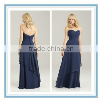 New Arriva Long Style Sweetheart Neckline Flattering Band Chiffon Brdesmaid Dress Patterns(BDAL-4003)