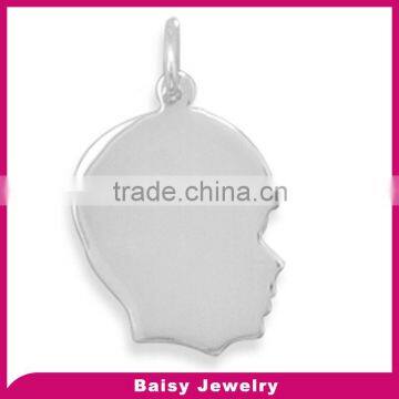 China factory custom engraved stainless steel boy Silhouette Charm