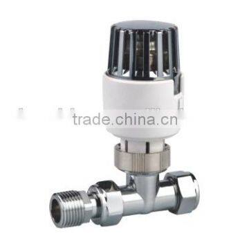 Thermostatic Radiator Valve(TRV)(straight body chrome,white head,compression ends)