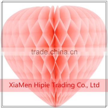 10" Pink Heart shaped paper hanging honeycomb ball for Valentine's day Decoration
