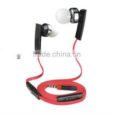 Handfree Hifi in-ear flat cord earphone with mic and voice adjustable