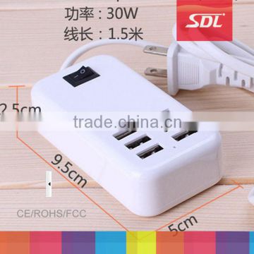 2015 new 6ports usb charger 5V 6A with 1.5m cable