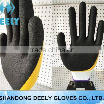 Durable sandy finish latex 3/4 coated safety work gloves HDL SAFTY