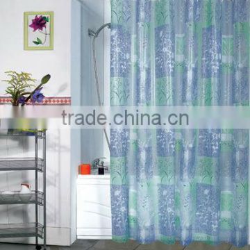 Print PEVA shower curtain and bath accessory