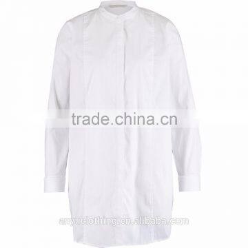 2017 Stylish Custom Design White Long Poplin Cotton Shirt for Ladies