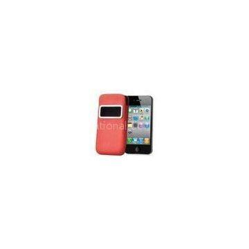 Customized Red / White Cell Phone Leather Cases For Iphone, Smartphone Cases