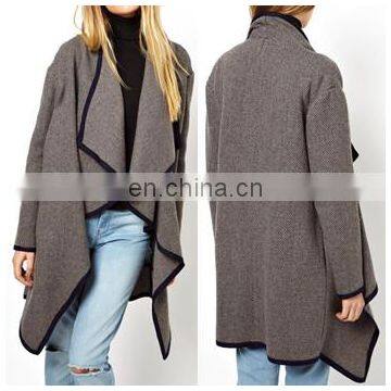 High Fashion autumn winter ladies droopy big fly leisure coat blazers long jacket