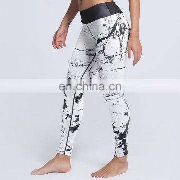 2017 new arrival unique white marble printed tight yoga pants