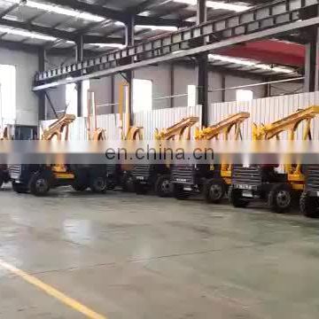 Highway use loader guardrail pile driver with two power head for piling and drilling