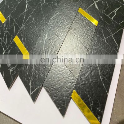 Self-adhesive Aluminum Plastic Mosaic black color In Rhombus Shape Decoration For Wall