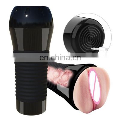 Pocket Pussy 12 modes Vibrating USB Rechargeable Male Masturbator Penis Dildo Cock Stimulator  Real Pussy Sex Toys for man