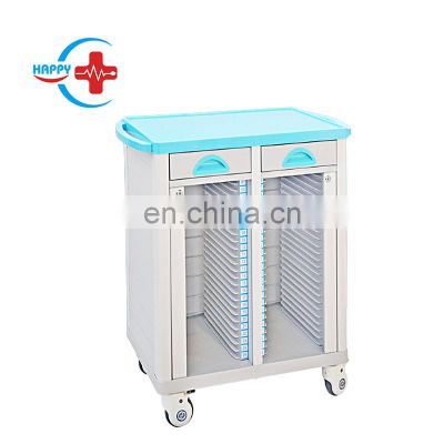 HC-M064 Hospital ABS and Steel Trolley Cart Medical Record Holder patient file record trolley with drawers