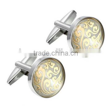 Oriental Style Round 316l Stainless Steel Cufflinks For Men, Fashion Stainless Steel Oriental Round Cufflinks