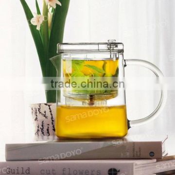 SAMADOYO Free Sample Hand-blown Borosilicate Glass Tea pots With Filter/Strainer/Infuser Factory Supply