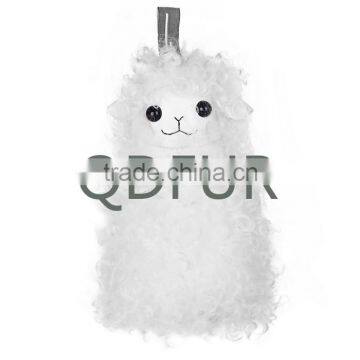 QD80900 Super Cute White Color Real Lamb Fur Key Chain Accessories