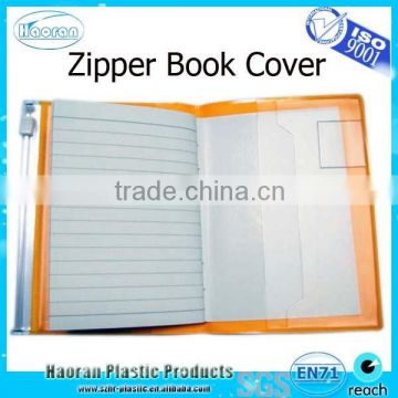 China supplier clear plastic book cover with zipper slider pocket