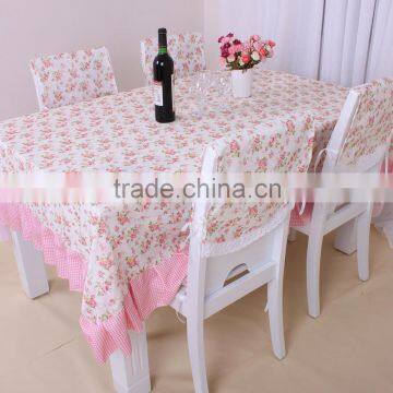 100% Polyester TC CVC Flower Design Printed Tablecloth and Chair Cover