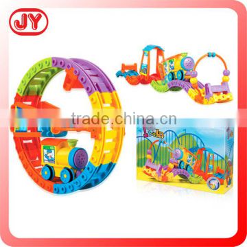 Colorful train intellect plastic building block toy