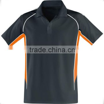 100% Polyeser Micro Custom Men Half Sleeves Black Polo Shirt with Orange Side Panels