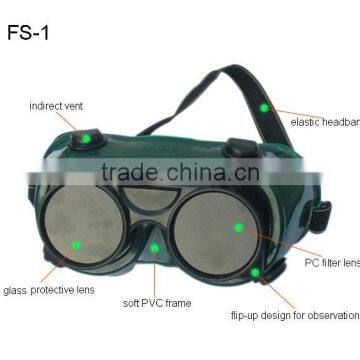 2016 chinese welding goggles 1.3mm PC lens welding goggles 50 mm round lens welding goggles manufacturer in China